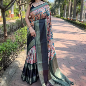 Light Green Colour Double Border Chex Weaving Banarasi Soft Silk Saree